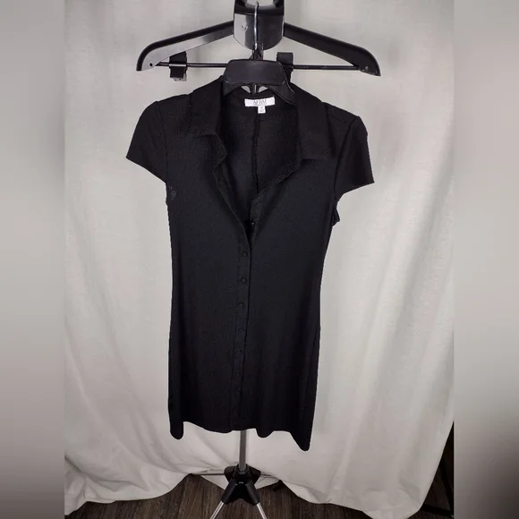 AFRM Black Short Sleeve Button Front Dress Size Small (4-6) NWT - Picture 5 of 15